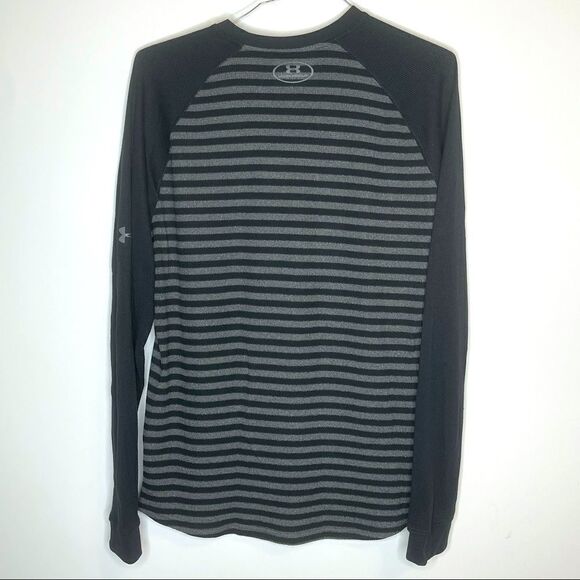 Large Under Armour Gray-Black Striped LS Shirt‎ - Picture 3 of 4